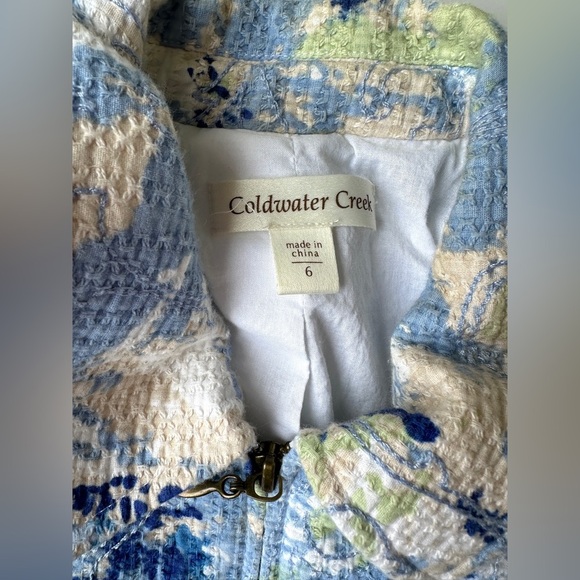 Coldwater Creek Colorful Spring Embroidered Zip Painterly Floral Jacket Womens 6 - Picture 2 of 6